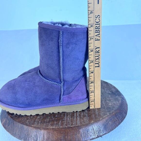 UGG Boots Womens Size 4 Classic Short Teal Leather Suede Sheepskin Lined Winter - Picture 8 of 12